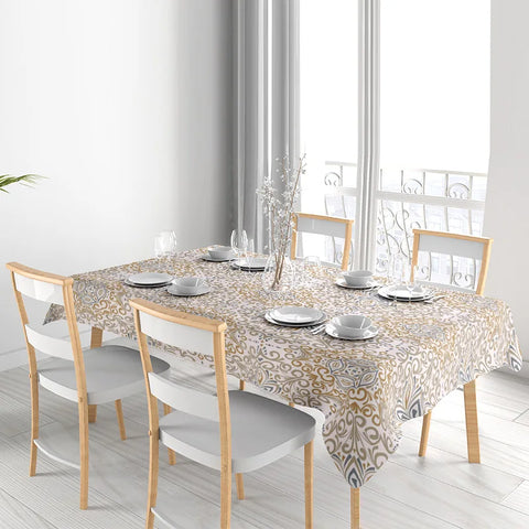 Modern Floral Tablecloth: Elegant Gold White Dining Room Decor for Kitchen Tables 60x125cm Square Home Textiles