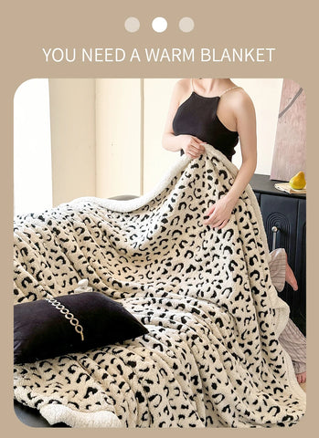 Double Layer Fleece Blanket Autumn Winter Thick Warm Office Nap Throw Blankets for Sofa Bed Single Double Soft Plush Comforter