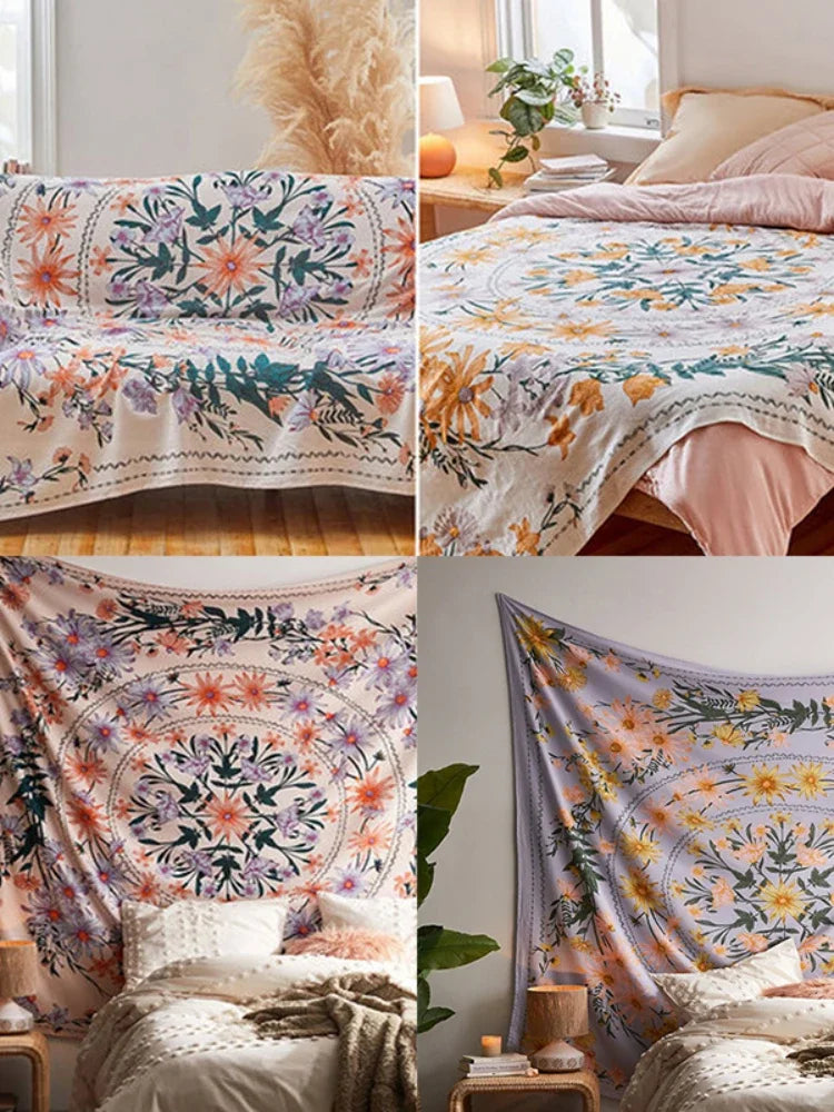 Macrame Wall Decor Tapestry Mandala Flower Psychedelic Bohemian Wall Hanging Home Living Room Dorm Bedroom Decor Aesthetic Tapiz