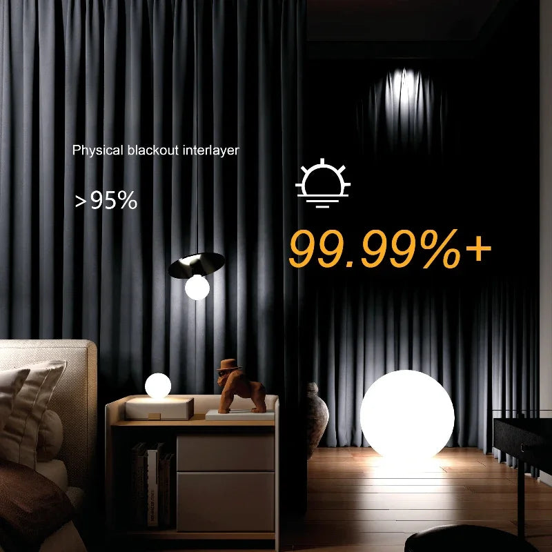 Grey Blackout Curtains Thermal Insulation Cotton Linen Drapes for Bedroom Living Room Sunshade Luxury Custom Window Treatments