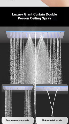 Luxury Brass Ceiling Mount Thermostatic LED digital display Shower Set System Bluetooth Music Rain Shower Head Bathroom Faucet