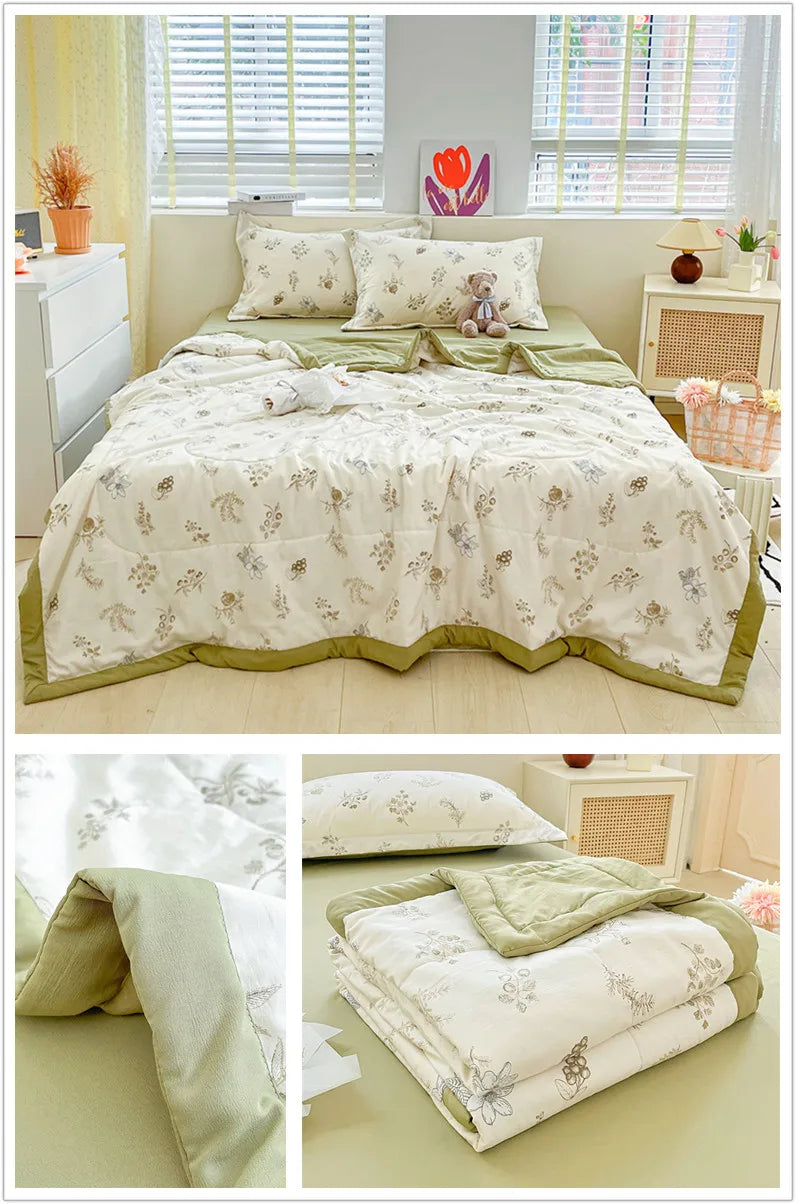 Printed Thin Duvet Skin-friendly Comforter 100x150cm for Kids Quilt Soft Bedspread Summer Blanket edredones (No Pillowcase)