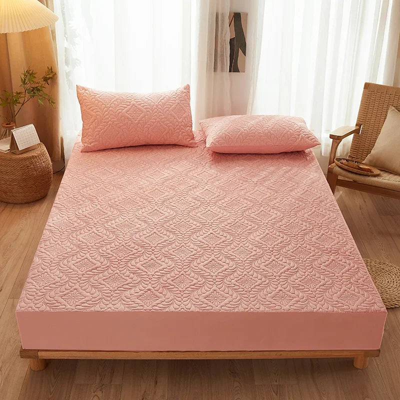 100% Waterproof Quilted Fitted Bed Sheet with Elastic Band Soft Mattress Protector Cover Twin Queen King 160x200cm Home Decor