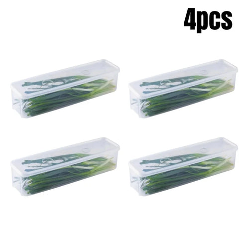 1/2/4Pcs Refrigerator Storage Boxes With Lid Plastic Fresh Keeping Box Kitchen Scallions Cilantro Eggs Noodles Sealed Container