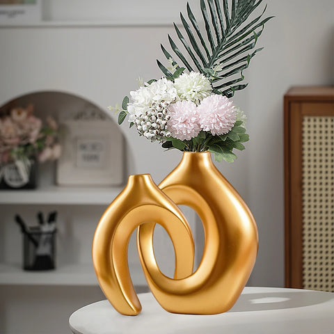 2PCS Set Creative Couple Series Home Decoration Vase, Large Medium Combination Indoor Table Ornaments for Interior Decoration