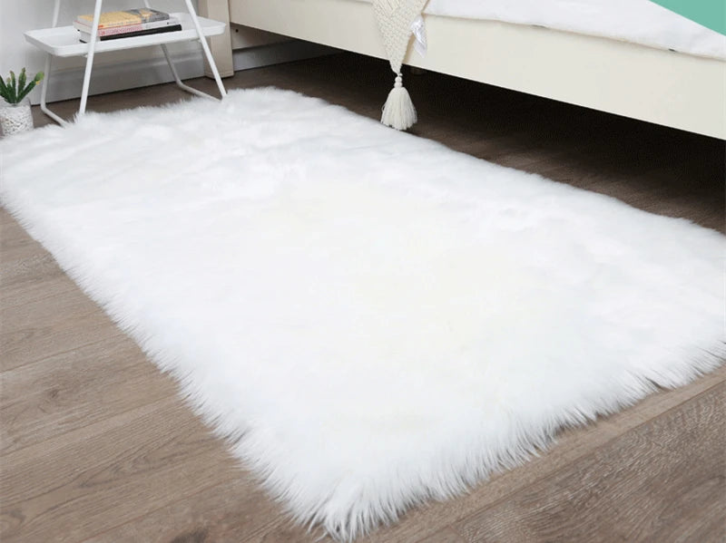 Thick White Carpet Soft Fur for Living Room Plush Rug Bedroom Imitation Wool Fluffy Floor Carpets Window Bedside Home Decor Rugs