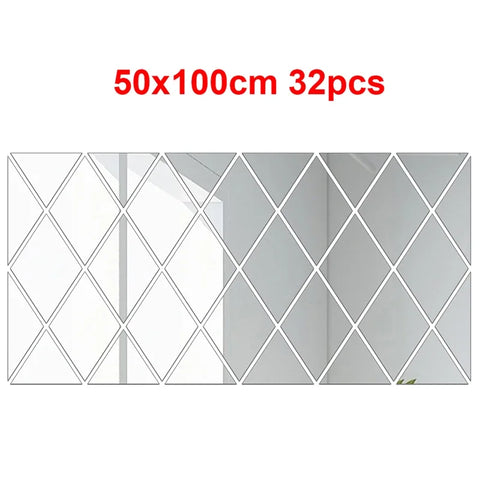 3D Mirror Stickers Acrylic Triangles Self-adhesive Diamonds DIY Wall Mirror Stickers for Living Room Home Decor 10/17/32/58Pcs