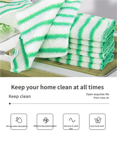 Bamboo Fiber Kitchen Towels, Double-Layer Thick Dish Cloths, Oil-Resistant & Highly Absorbent, Lint-Free Cleaning Rags for Dishe