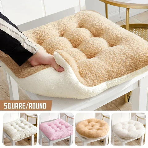 Winter Plush Thick Seat Cushion Home Sofa Office Chair Solid Color Lambswool Cushion Thicken Soft Floor Pads Round and Square