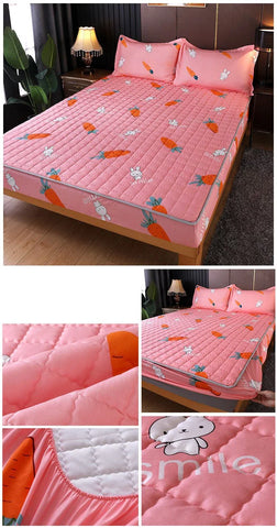 Waterproof Bed Cover Solid Color Fitted Bed Sheet With Elastic Band Anti-slip Adjustable Mattres Protector Fitted Sheet For Home