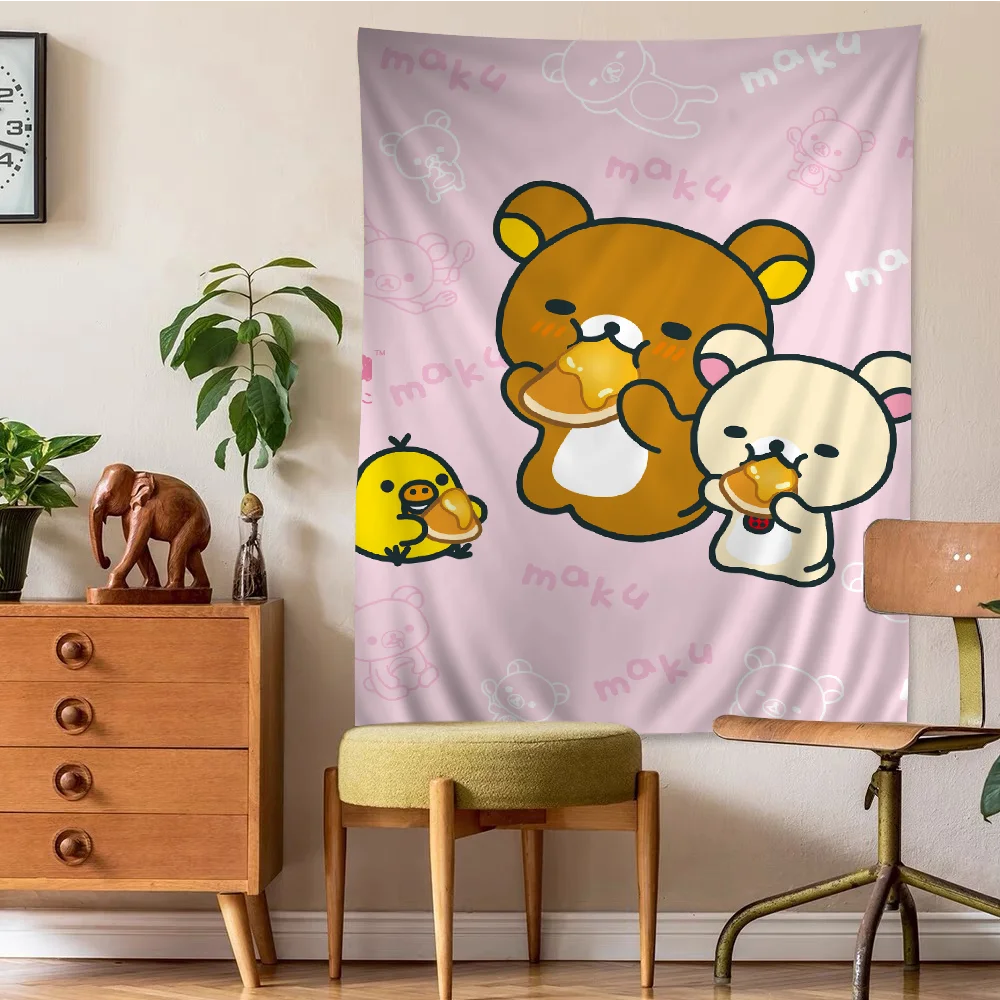 Cute Cartoon R-Rilakkuma Hippie Wall Hanging Tapestries Bohemian Wall Tapestries Mandala INS Home Decor