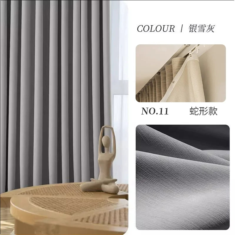Custom Size S Wave Fold Curtains for Living Dining Room Modern Thick Chenille Blackout Bedroom White Tulle Window Decor Fashion