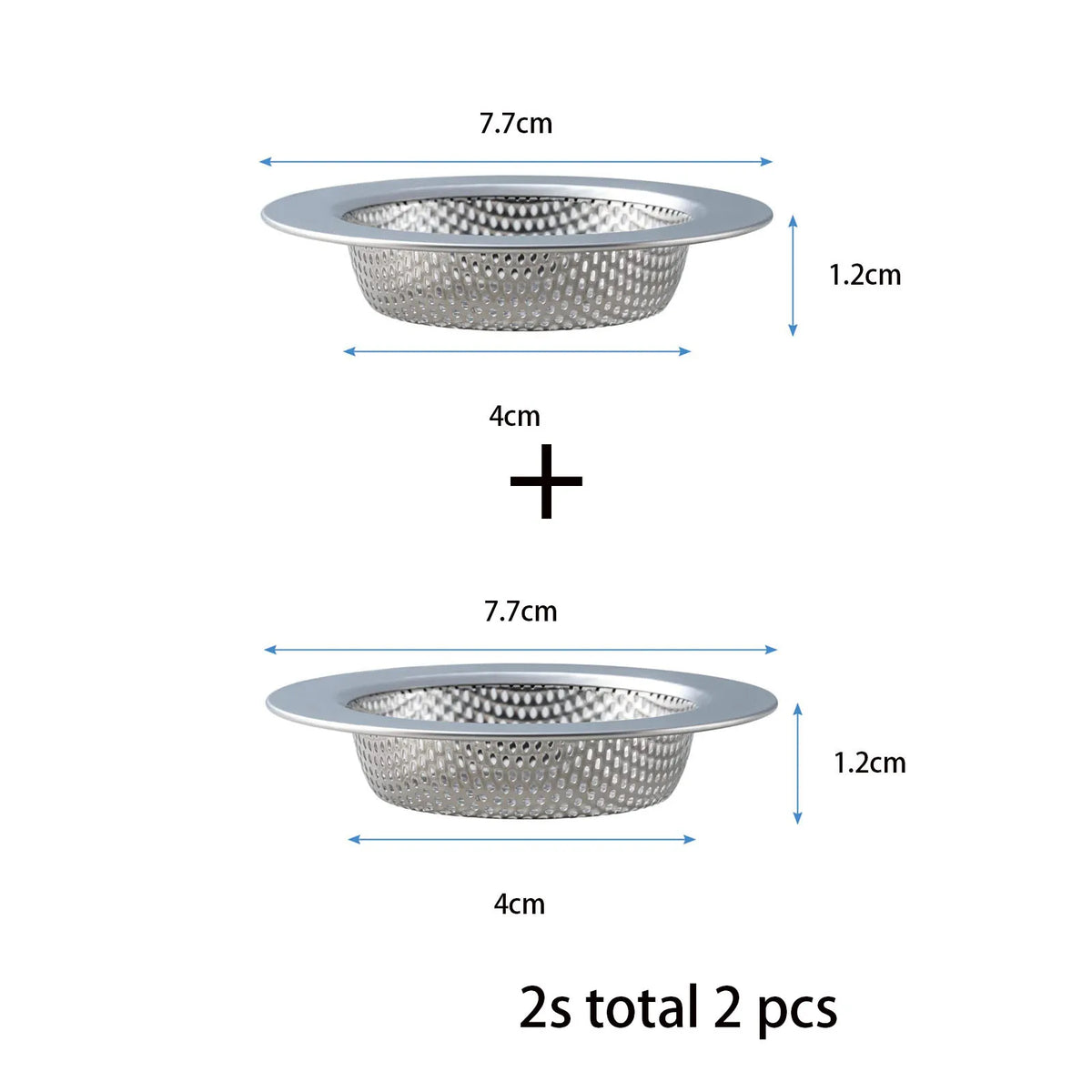 2PCS Kitchen Sink Drain Strainer - Stainless Steel Drain Hair Catcher Kitchen Accessories Bathroom Bathtub Drain Strainer