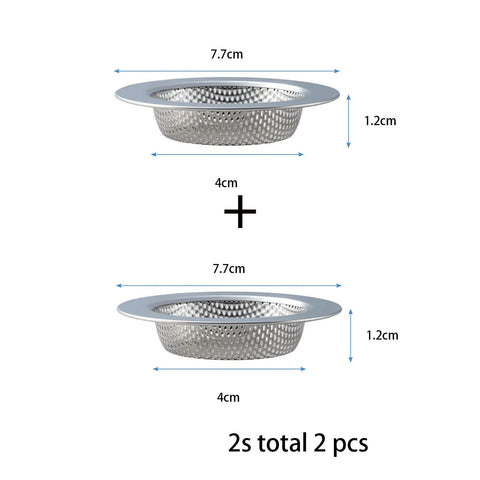 2PCS Kitchen Sink Drain Strainer - Stainless Steel Drain Hair Catcher Kitchen Accessories Bathroom Bathtub Drain Strainer