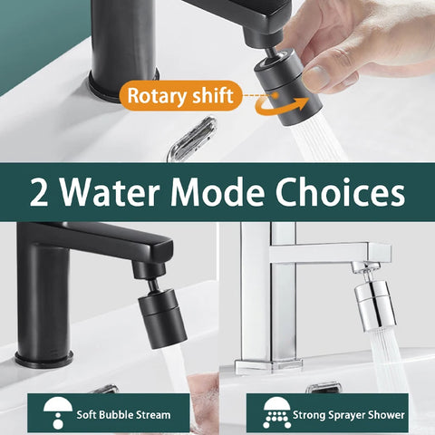360°Universal Kitchen Faucet Anti-splash Aerator Bathroom Tap Rotatable Faucet 2 Mode Tap Nozzle Bubbler Kitchen Sink Faucet