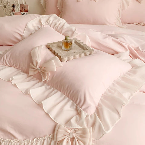 3pcs White Bedding set ruffles Duvet Cover Set (1*Duvet Cover + 2*Pillowcase, Without Core)for bedroom guest room