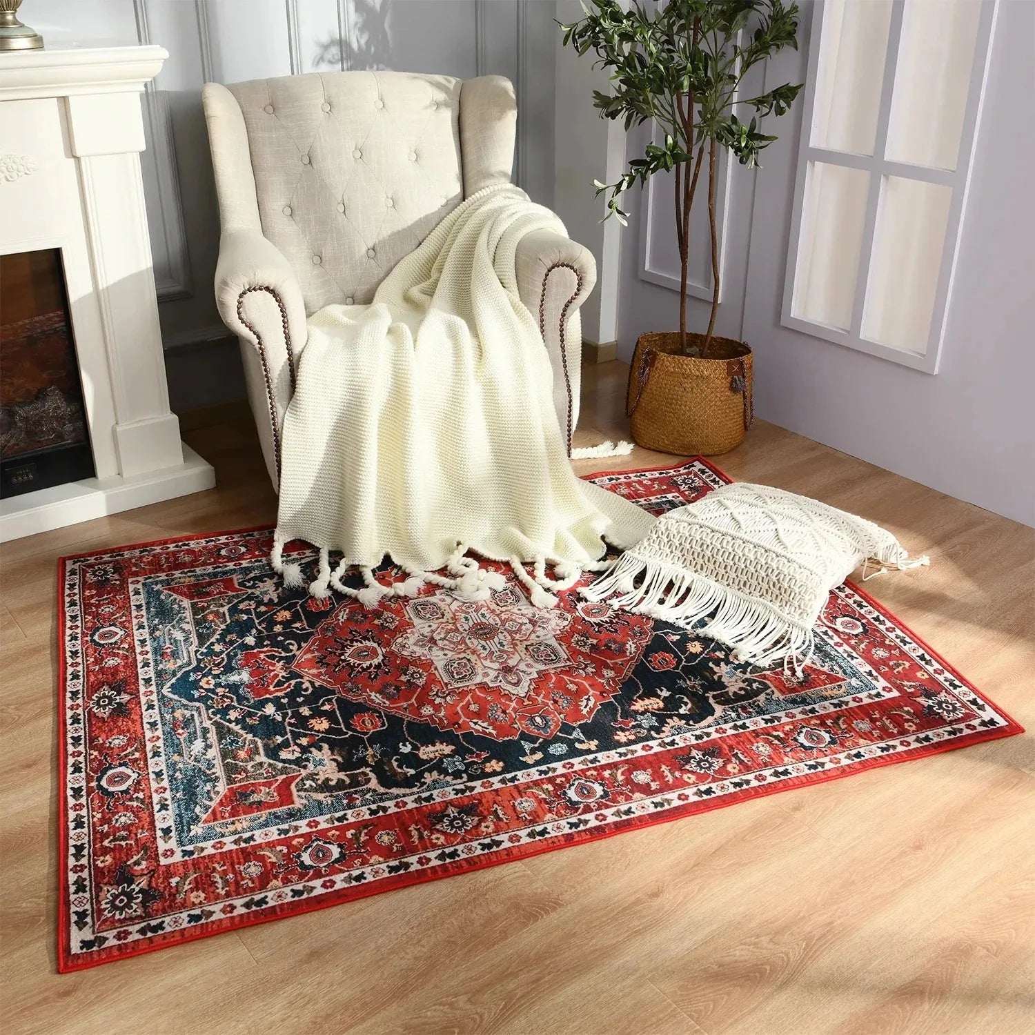 Turkish Persian Rug for Retro Ethnic Living Room and Bedroom Large Area Decor