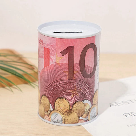1PC European American Style Dollar Pattern Iron Piggy Bank Creative Coin Money Storage Jars Home Office Decoration Children Gift