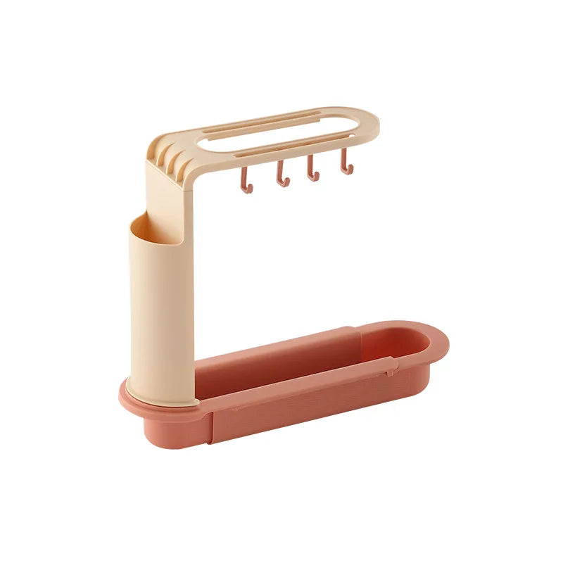 Telescopic Sink Drain Rack Soap Sponge Holder Self Adhesive Kitchen Paper Towel Holder Punch Free Roll Kitchen Acces
