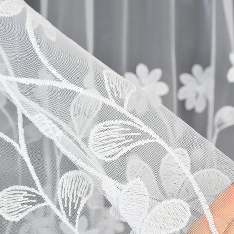 FLYING Romantic Style Embroidered Sheer Curtain Semi-Transparent Window Drapes for Living Room Multiple Sizes Available 1pc
