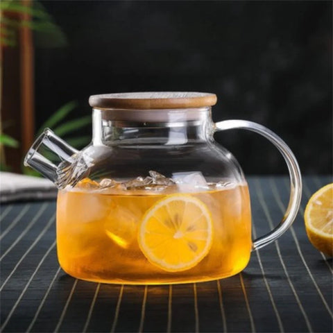 1L/1.8L Large Capacity Glass Teapot High Temperature Resistant Kettle for Steamed Juice Fruit & Iced Tea Home Kitchen Access