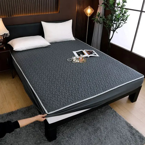 Waterproof Bed Cover Solid Color Fitted Bed Sheet With Elastic Band Anti-slip Adjustable Mattres Protector Fitted Sheet For Home