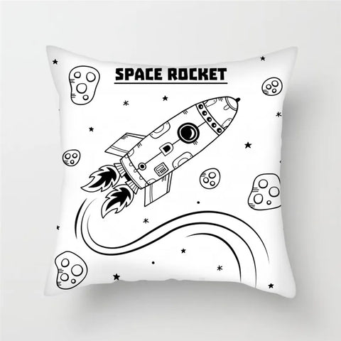 Cartoon Astronaut Rocket Spaceship Sofa Home Bedroom Decoration Pillowcase Kids Room  Space Theme Cushion Cover