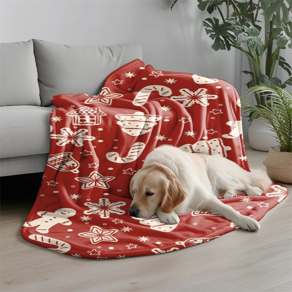 Christmas Pattern Blanket Microfiber Flannel Cover Blanket Bedroom Living Room Sofa Soft And Comfortable Home Decoration