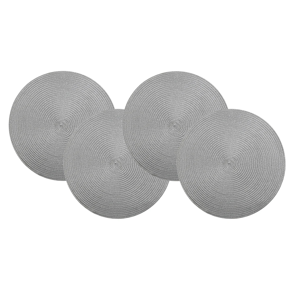 Round Braided Placemats Set of 4 Washable PP Heat Resistant 38cm Table Place Mat for Kitchen Xmas Dining Table Party Decor