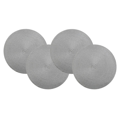 Round Braided Placemats Set of 4 Washable PP Heat Resistant 38cm Table Place Mat for Kitchen Xmas Dining Table Party Decor