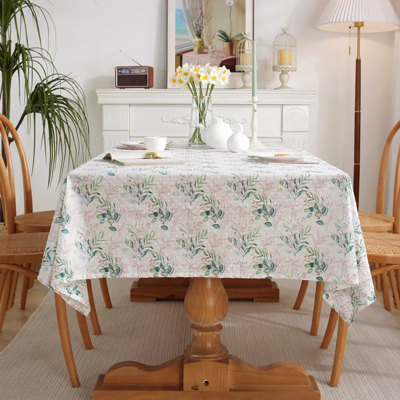 Cotton Floral Tablecloth Tea Table Decoration,Rectangle Table Cover For Kitchen Wedding Dining Room Party Cloth CoverDecoration