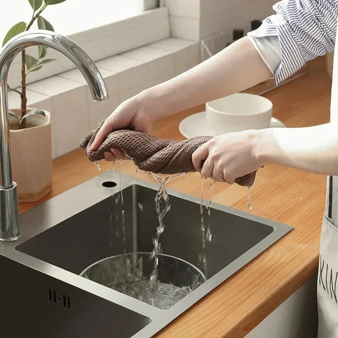 1-6PCS Cotton Towel Soft Absorbent Dishcloth Kitchen Dish Rags Honeycomb Breathable Face Wash Towel Cleaning Cloth Wash Cloth