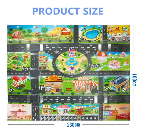 City Traffic Car Park Play Mat Waterproof Parking Lot Kids Playmat Kids Rug Boy Girl Educational Toys for Children Map