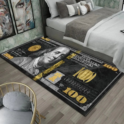 Colorful Creative Dollar Money Print Carpet Mat Rug Large Area Bedroom Entryway Non-Slip Stain Resistant Home Decoration INS