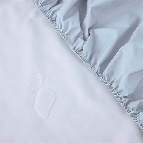 Waterproof Mattress Protector Cover Queen Size 14 inches Deep Pocket Polyester Bed Cover Solid Color Fitted Sheet (Black, Queen)