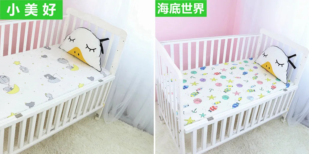 51x28inch(130x70 cm) Newborn Baby Fitted Crib Sheets Cartoon Print Bed Sheet Baby Bed Mattress Covers for Unisex Baby Boys Girls