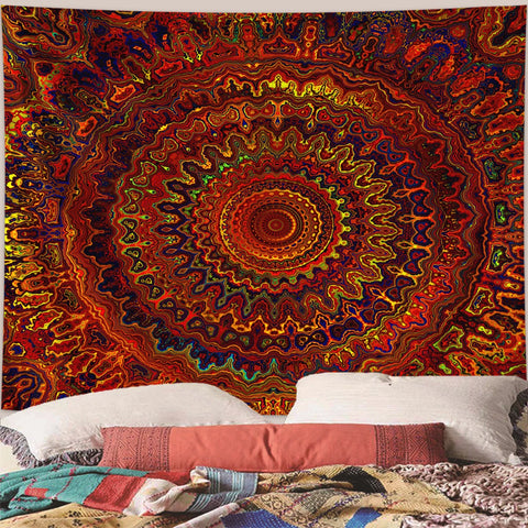 1pc Bohemian Mandala Tapestry, Retro Plant Flower psychedelic Tapestry, Hippie Style Room Decoration Wall Hanging