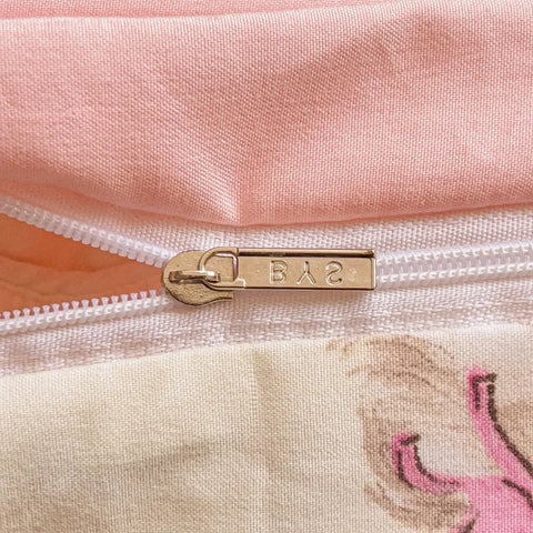 Cute Pink Cartoon Cat Towel Embroidery Girls Kids Bedding Set Soft Washed Cotton Duvet Covers Set Bed Sheet Pillowcases 3/4Pcs