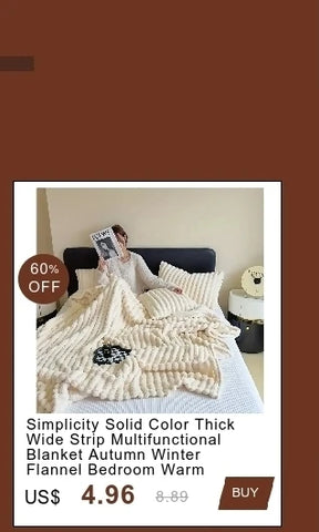 Light luxury Solid Color Multifunctional Rabbit Velvet Blanket Winter Thick Warm Flannel Used For Bedroom Living Room Blanket
