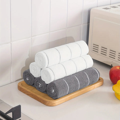 5/10pcs Microfiber Kitchen Towel Super Absorbent Dishcloth Quick Drying Cleaning Cloth Rags Home Cleaning Tools Essential