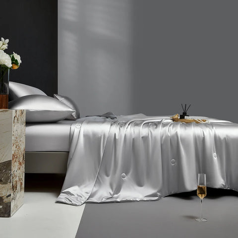 Luxurious Mulberry Silk Summer Quilt/Duvet/Comforter, 100% Natural Long Strand Silk Bedding, Washed Silk Shell, Lightweight Soft
