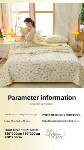 New Floral Print Spring Summer Quilt Soft Comfortable Quilted Quilts Single Double Blanket for Bed Comforter Knitted Thin Duvet