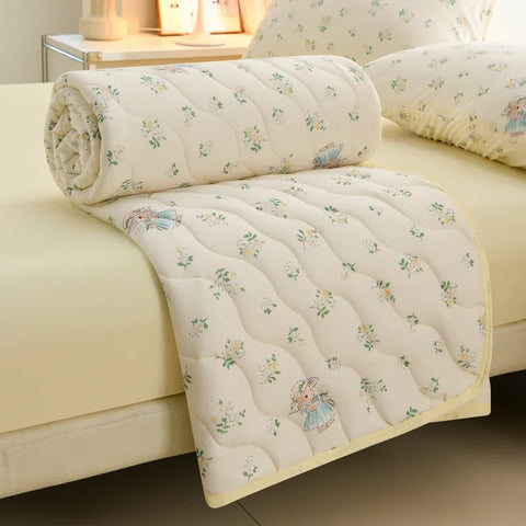 New Floral Print Spring Summer Quilt Soft Comfortable Quilted Quilts Single Double Blanket for Bed Comforter Knitted Thin Duvet