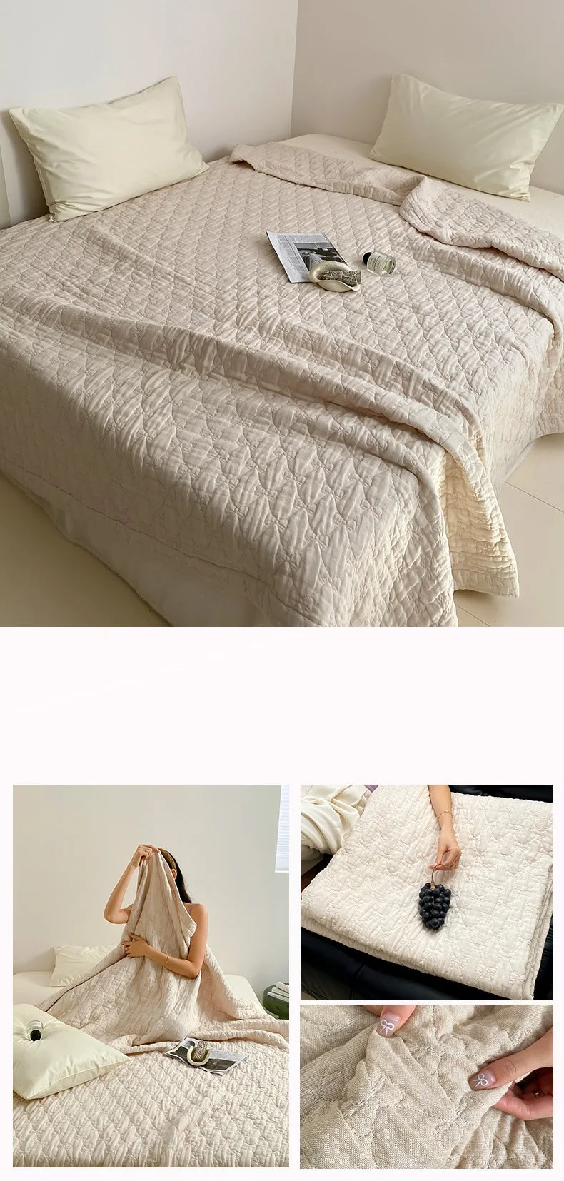 100% Cotton Duvet Quilted Quilts Single/Queen Size Comforter Summer Blanket High Quality Bedspread 여름이불(No Pillowcase)