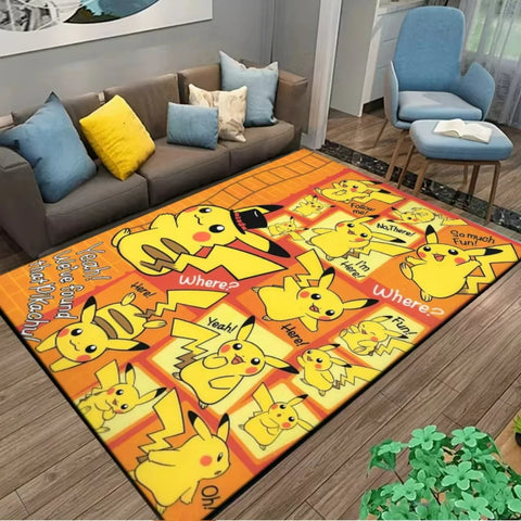MINISO PIkachu Pokemon Anime Themed Carpet for Living Room Bedroom Kid's Room NonSlip Playmat Balcony Lounge Sofa Rug Gift Idel