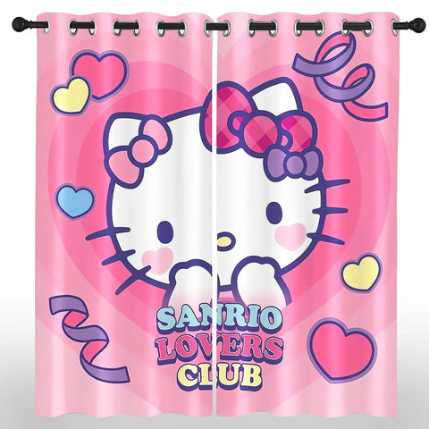 Hello Kitty Sanrio Cartoon Blackout Curtain Polyester  Animated Fashion Printing Suitable for Bedroom Kids Room Decoration