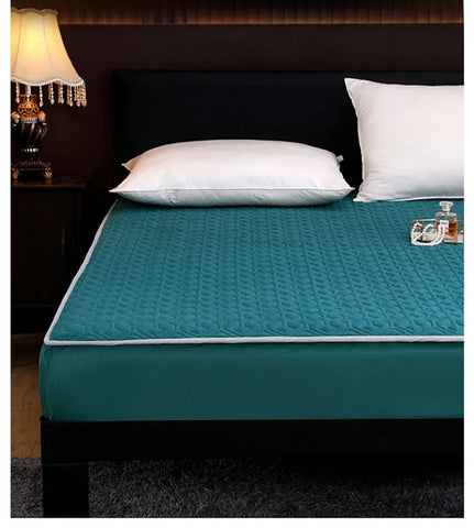 Waterproof Bed Cover Solid Color Fitted Bed Sheet With Elastic Band Anti-slip Adjustable Mattres Protector Fitted Sheet For Home