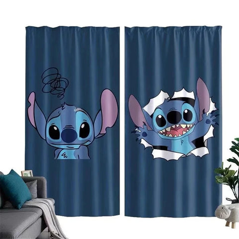 Stitch Cartoon Blackout Curtain New Digital Printed Shading Insulation Window Drapes Custom Boys Girls Kids Gifts