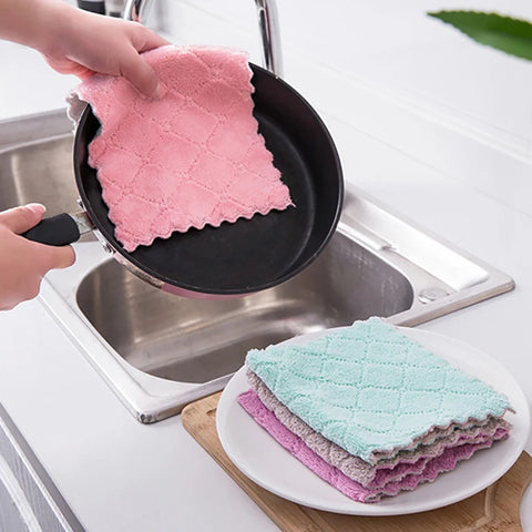 10Pcs Microfiber Towel Absorbent Washable Kitchen Towel Well Woven House Cleaning Dish Towel Cloth Rag Fabric Household