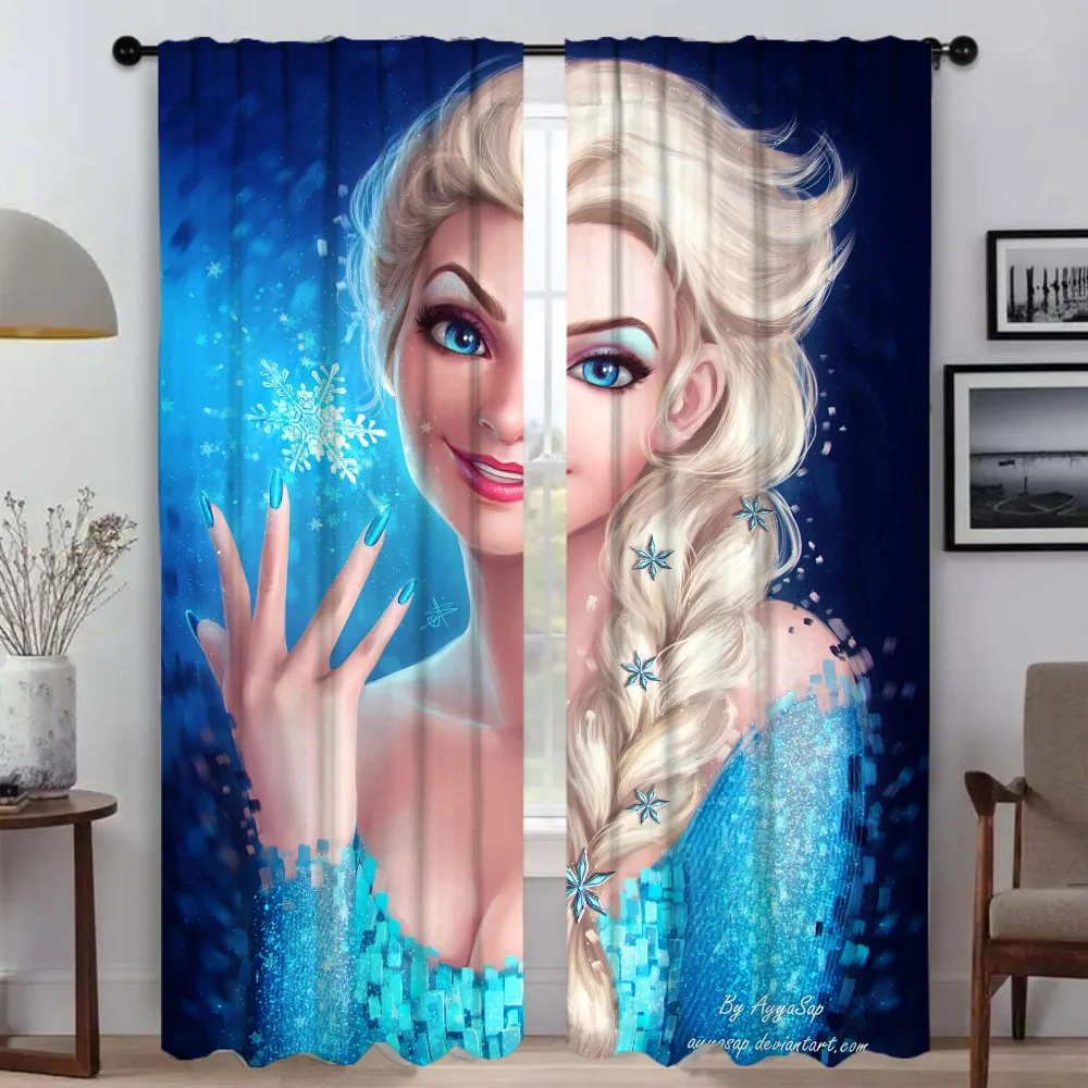 Tulle for Bedroom Frozen Blackout Curtain for Room 2 Panel Partition Curtains Child Room Home Interior Curtains Shades Living